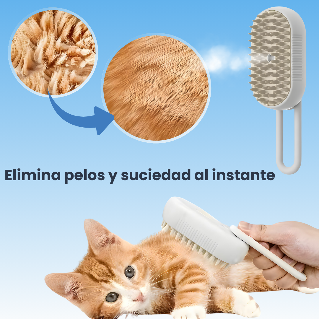 Cepillo a Vapor 3 en 1 para Mascotas – Menos Pelo, Menos Alergias
