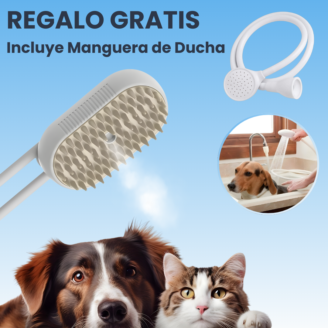 Cepillo a Vapor 3 en 1 para Mascotas – Menos Pelo, Menos Alergias